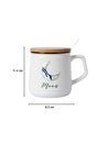Moon Ceramic Coffee Mug With Lid - 350 ml, Stirring Spoon