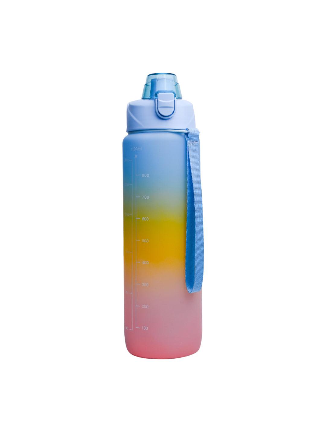 Motivational Sipper Travel Water Bottle, Blue-Yellow-Pink, 1 Liter - MARKET 99