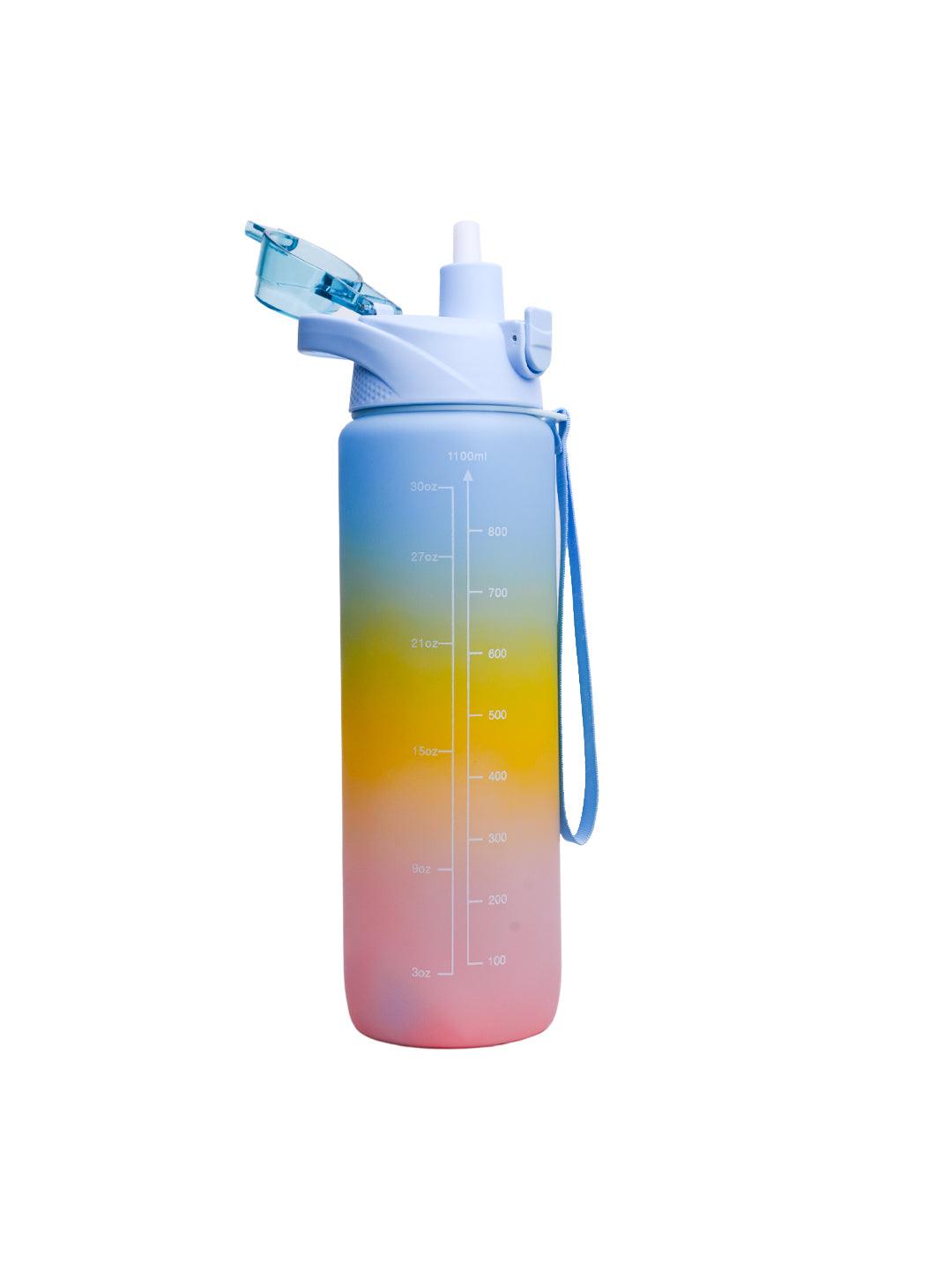 Motivational Sipper Travel Water Bottle, Blue-Yellow-Pink, 1 Liter - MARKET 99