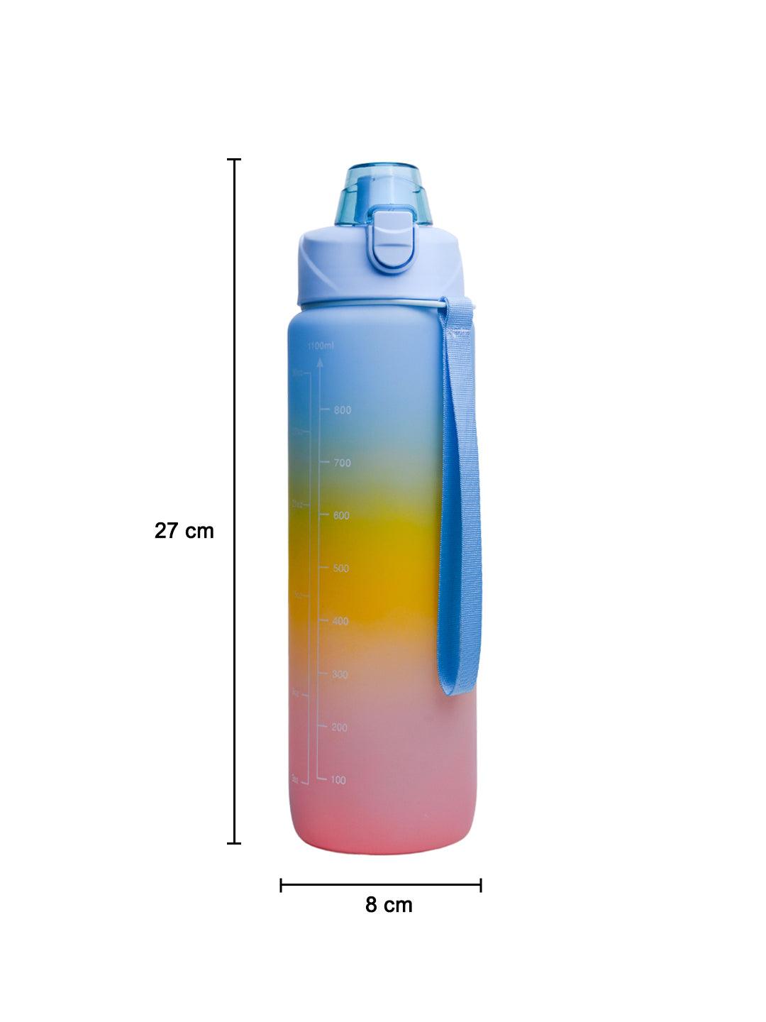 Motivational Sipper Travel Water Bottle, Blue-Yellow-Pink, 1 Liter - MARKET 99