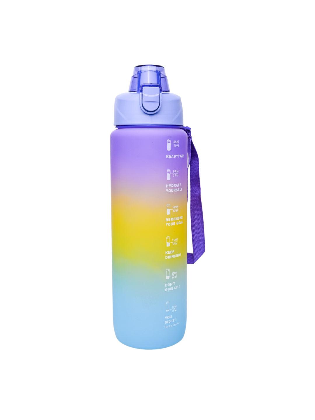 Motivational Sipper Travel Water Bottle, Purple-Yellow-Blue, 1 Liter - MARKET 99