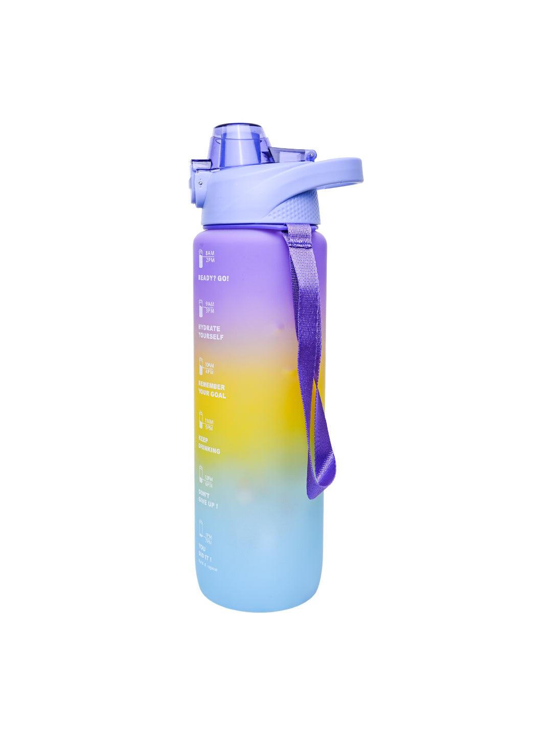 Motivational Sipper Travel Water Bottle, Purple-Yellow-Blue, 1 Liter - MARKET 99