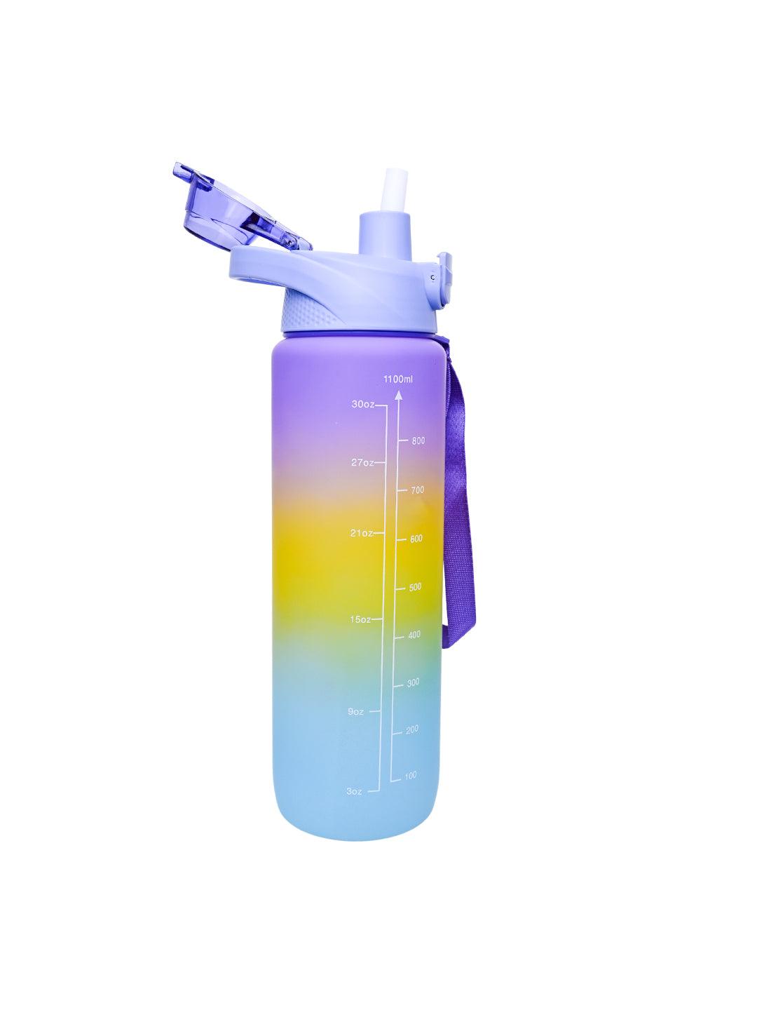 Motivational Sipper Travel Water Bottle, Purple-Yellow-Blue, 1 Liter - MARKET 99
