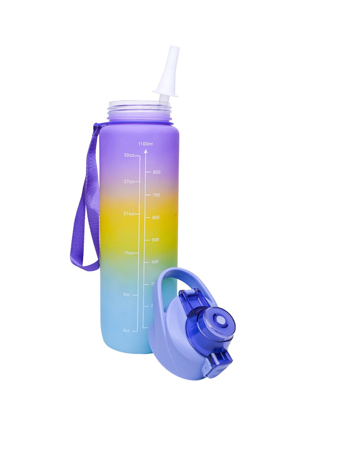 Motivational Sipper Travel Water Bottle, Purple-Yellow-Blue, 1 Liter - MARKET 99