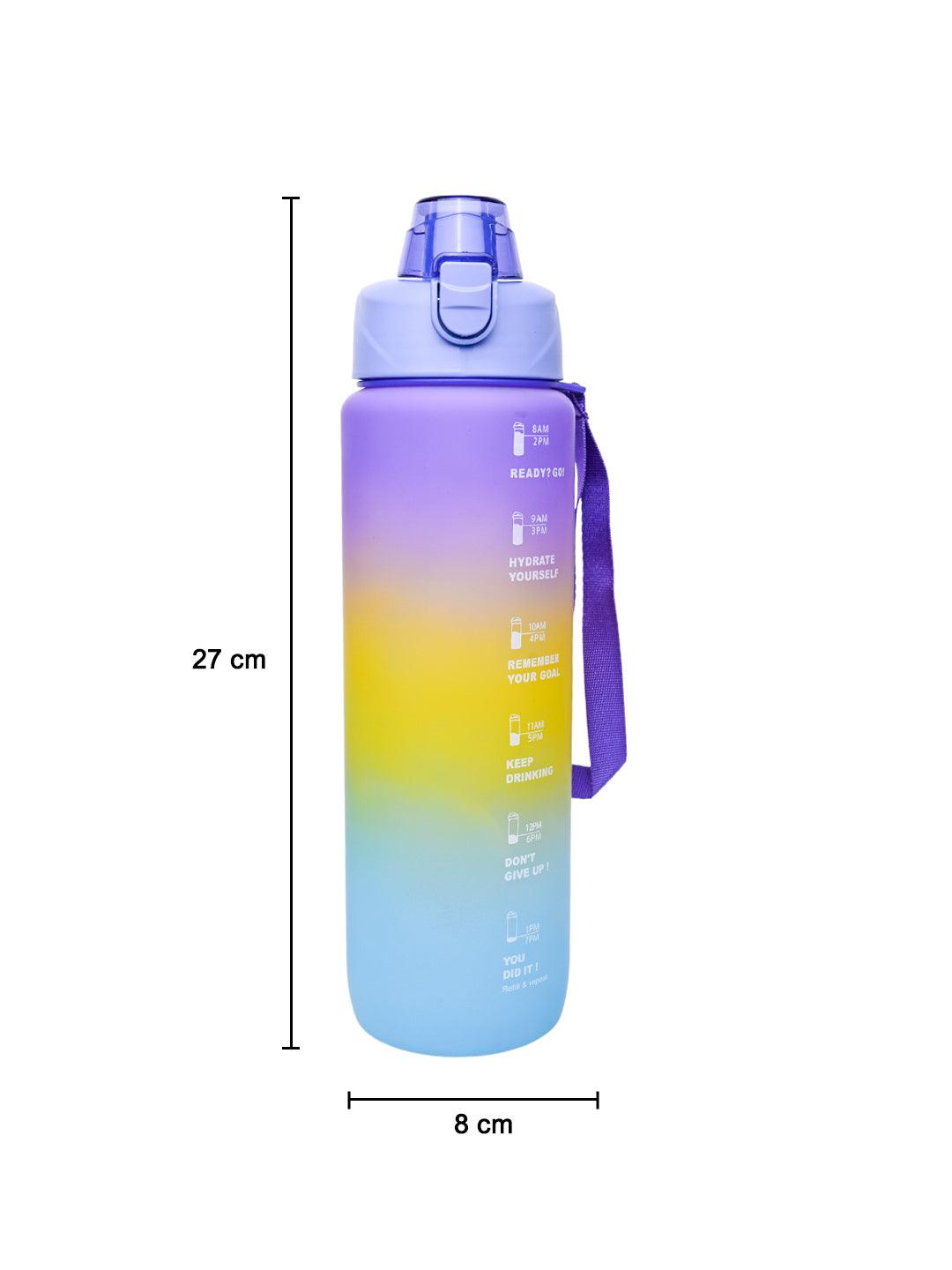 Motivational Sipper Travel Water Bottle, Purple-Yellow-Blue, 1 Liter - MARKET 99