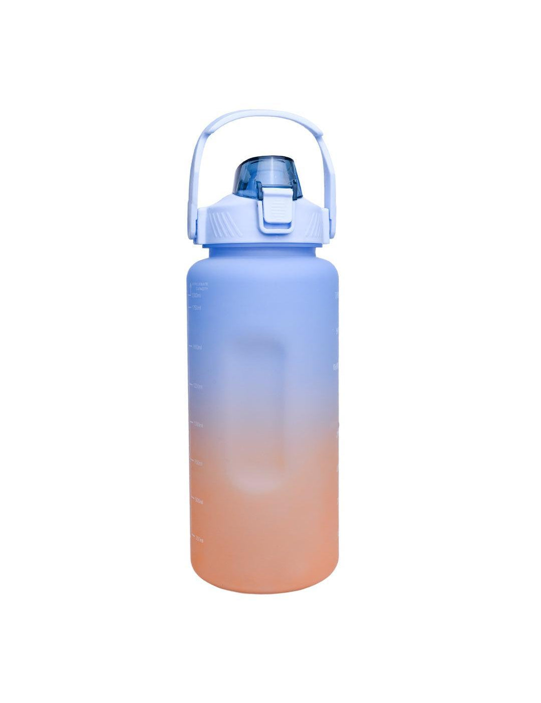 Motivational Sipper Water Bottle with Time & Level Marker, Blue Orange, 2 Liter - MARKET 99