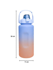 Motivational Sipper Water Bottle with Time & Level Marker, Blue Orange, 2 Liter - MARKET 99