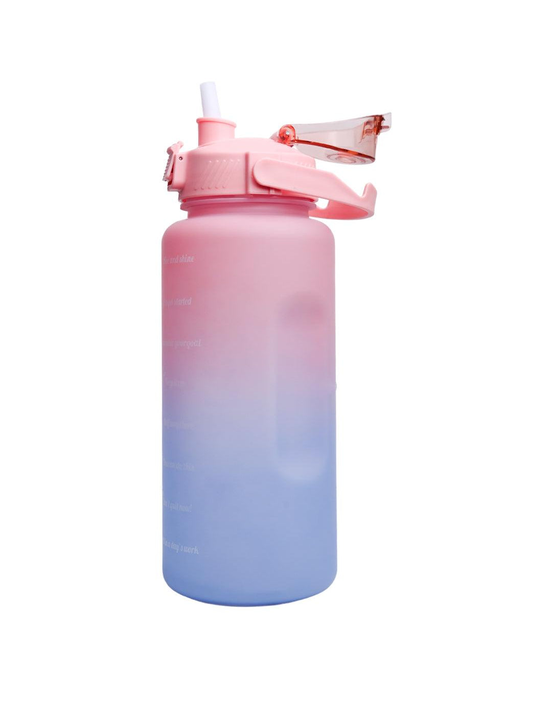 Motivational Sipper Water Bottle with Time & Level Marker, Pink Blue, 2 Liter - MARKET 99