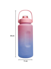 Motivational Sipper Water Bottle with Time & Level Marker, Pink Blue, 2 Liter - MARKET 99