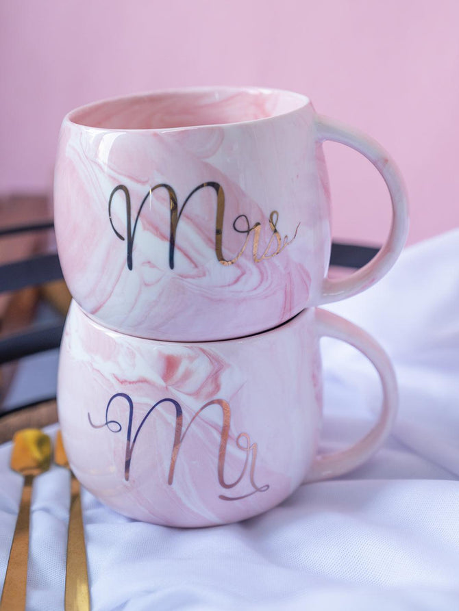 Mr. n Mrs. Royal Marble Mug - Each 350mL, Pink
