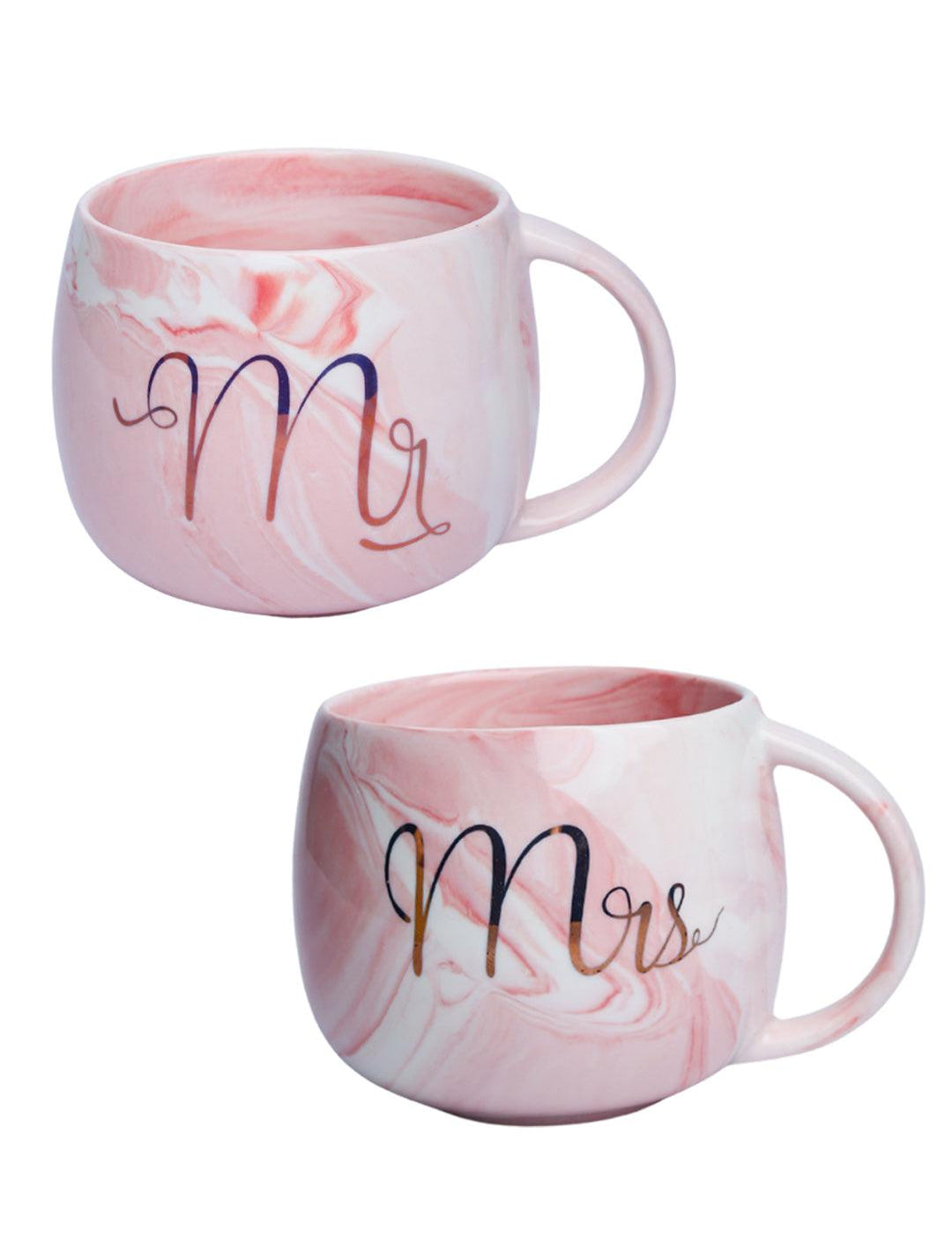 Mr. n Mrs. Royal Marble Mug - Each 350mL, Pink - MARKET 99