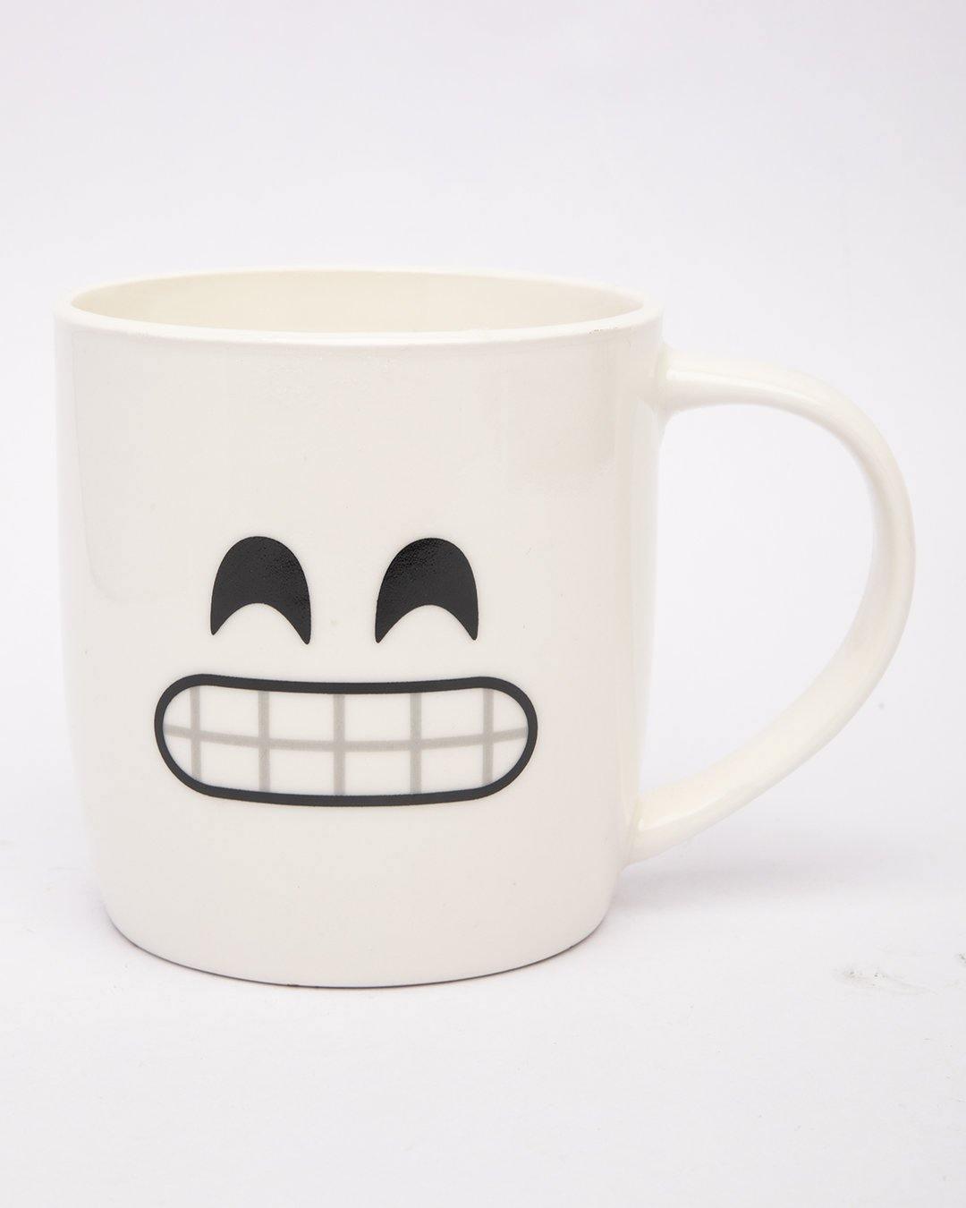 Mug, Emoji Print, for Tea & Coffee, White, Ceramic - MARKET 99