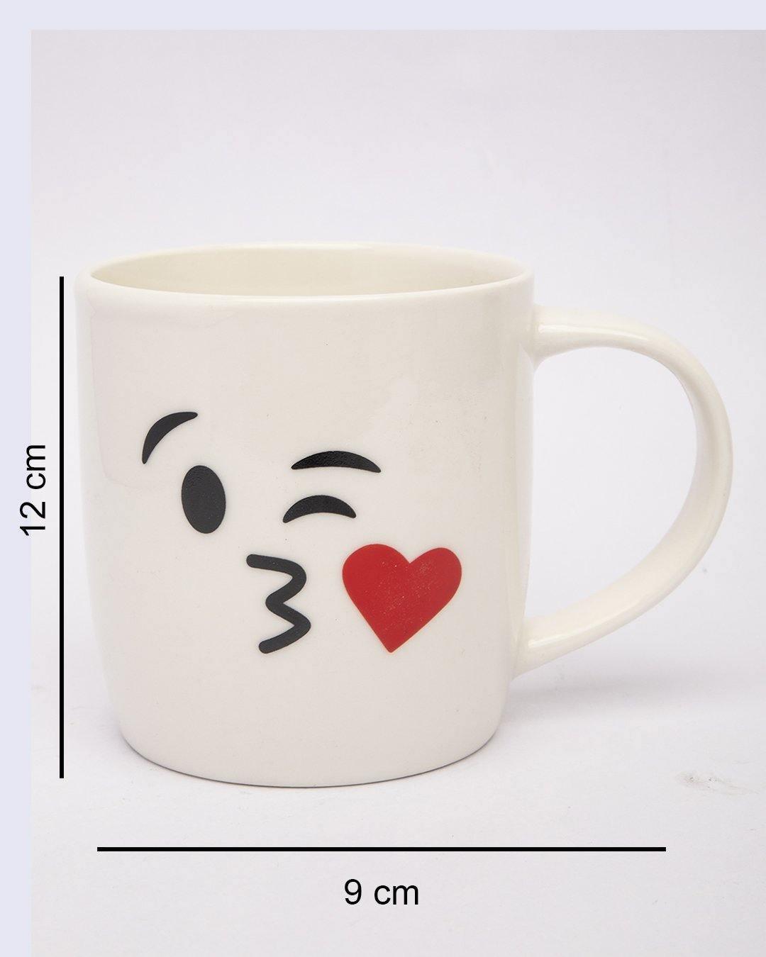 Mug, Emoji Print, for Tea & Coffee, White, Ceramic - MARKET 99