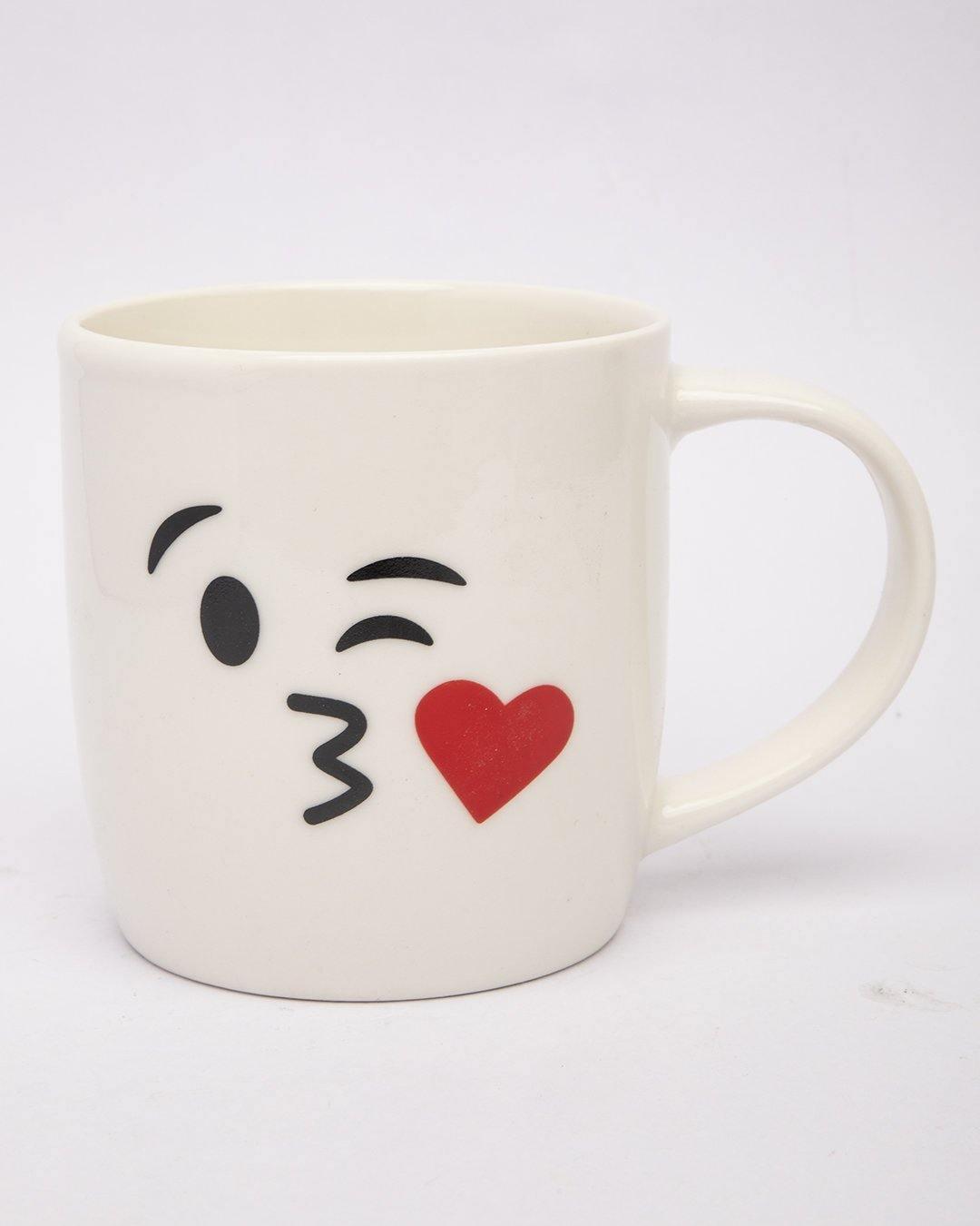 Mug, Emoji Print, for Tea & Coffee, White, Ceramic - MARKET 99