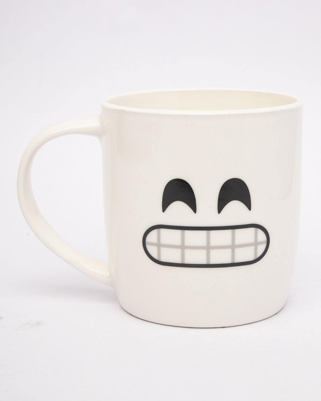 Mug, Emoji Print, for Tea & Coffee, White, Ceramic - MARKET 99