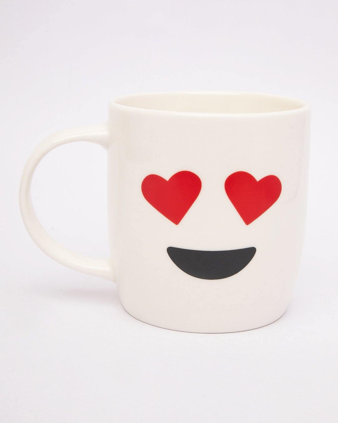 Mug, Emoji Print, for Tea & Coffee, White, Ceramic - MARKET 99