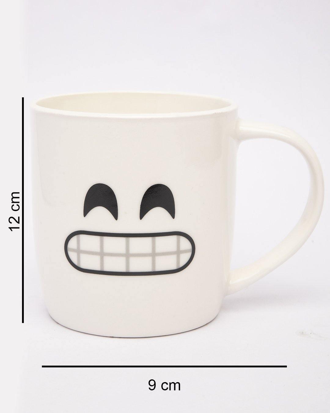 Mug, Emoji Print, for Tea & Coffee, White, Ceramic - MARKET 99