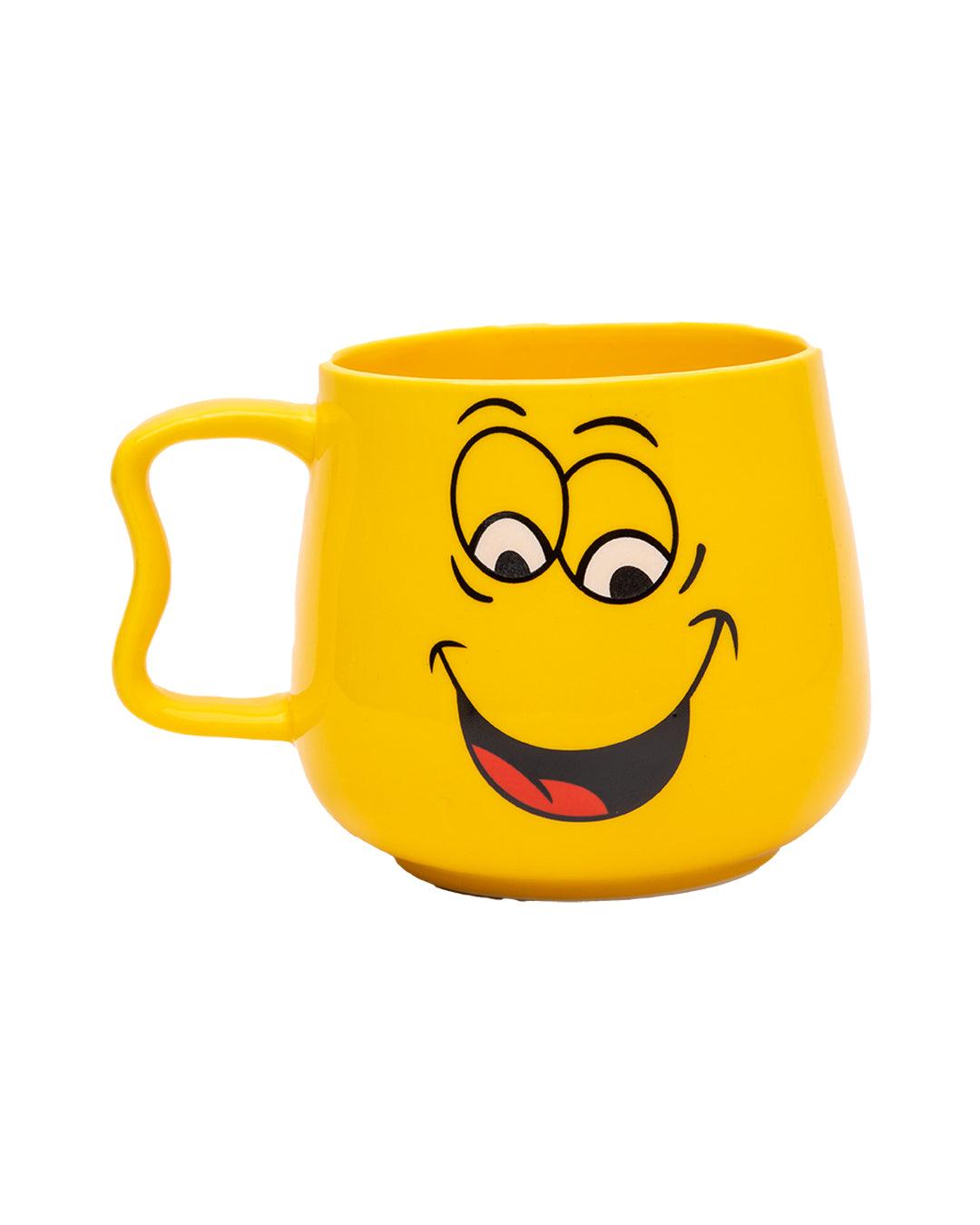 Mug, Emoji Print, Yellow, Plastic, 500 mL - MARKET 99