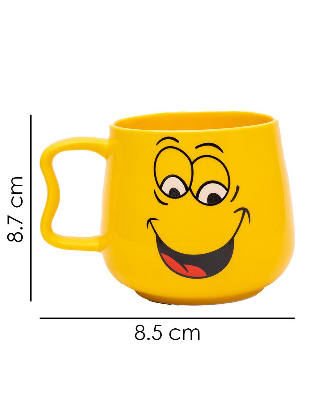 Mug, Emoji Print, Yellow, Plastic, 500 mL - MARKET 99