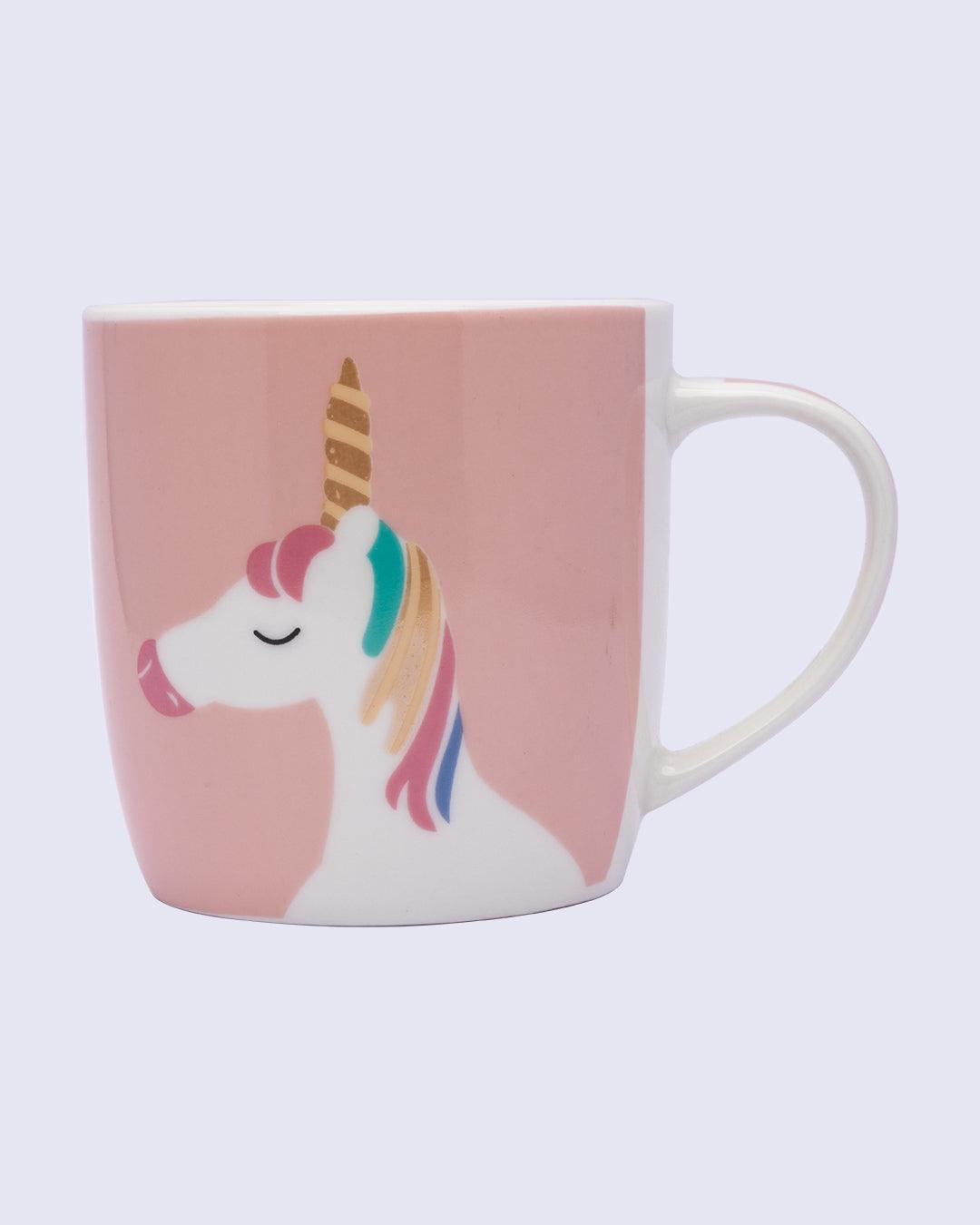 Mug, Unicorn Print, Pink, Ceramic, 380 mL - MARKET 99