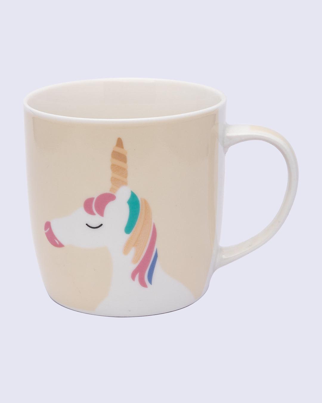 Mug, Unicorn Print, Yellow, Ceramic, 380mL - MARKET 99