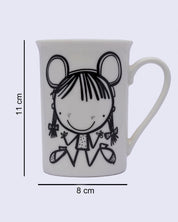 Mug, with Cartoon Sketch Print, White, Ceramic, 320 mL - MARKET 99