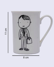 Mug, with Cartoon Sketch Print, White, Ceramic, 320 mL - MARKET 99