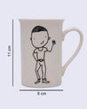 Mug, with Cartoon Sketch Print, White, Ceramic, 320 mL - MARKET 99