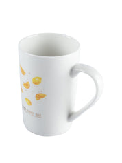 Mug with Lid & Spoon, Botanical Print, Tea & Coffee Mug, White, Ceramic, 400 mL - MARKET 99