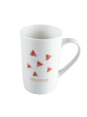 Mug with Lid & Spoon, Botanical Print, Tea & Coffee Mug, White, Ceramic, 400 mL - MARKET 99