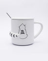 Mug, with Lid & Spoon, Tea & Coffee Mug, White, Ceramic, 380 mL - MARKET 99