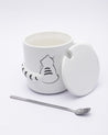 Mug, with Lid & Spoon, Tea & Coffee Mug, White, Ceramic, 380 mL - MARKET 99