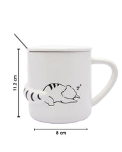 Mug, with Lid & Spoon, Tea & Coffee Mug, White, Ceramic, 380 mL - MARKET 99