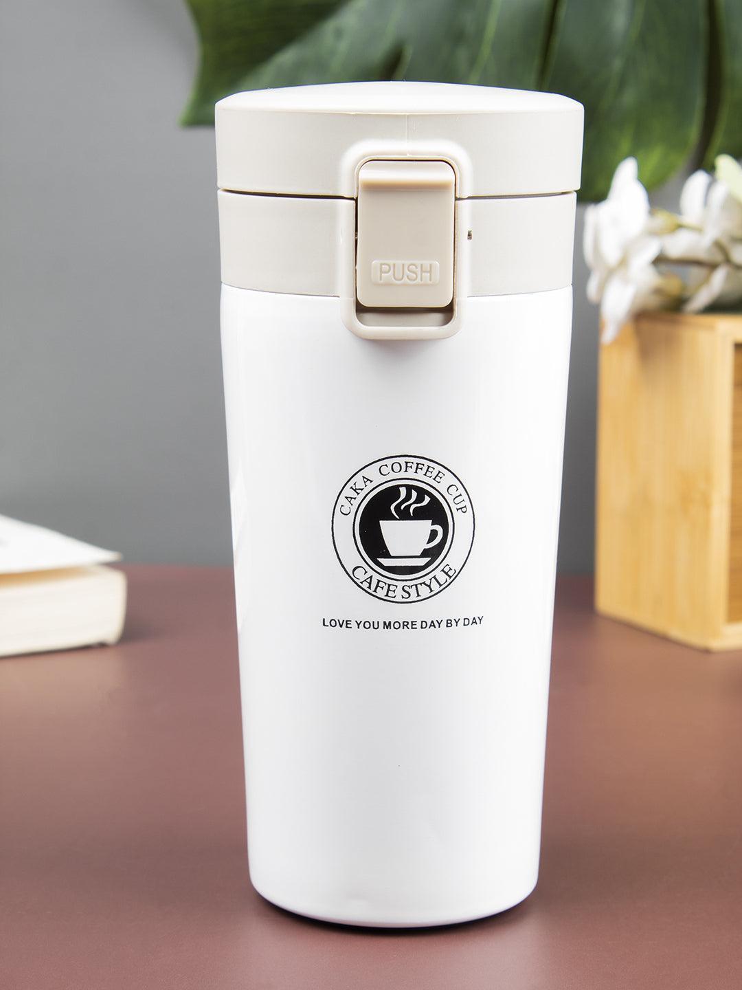 Mug, with Sipper Lid, Tea & Coffee Mug, Ivory, Stainless Steel, 330 mL