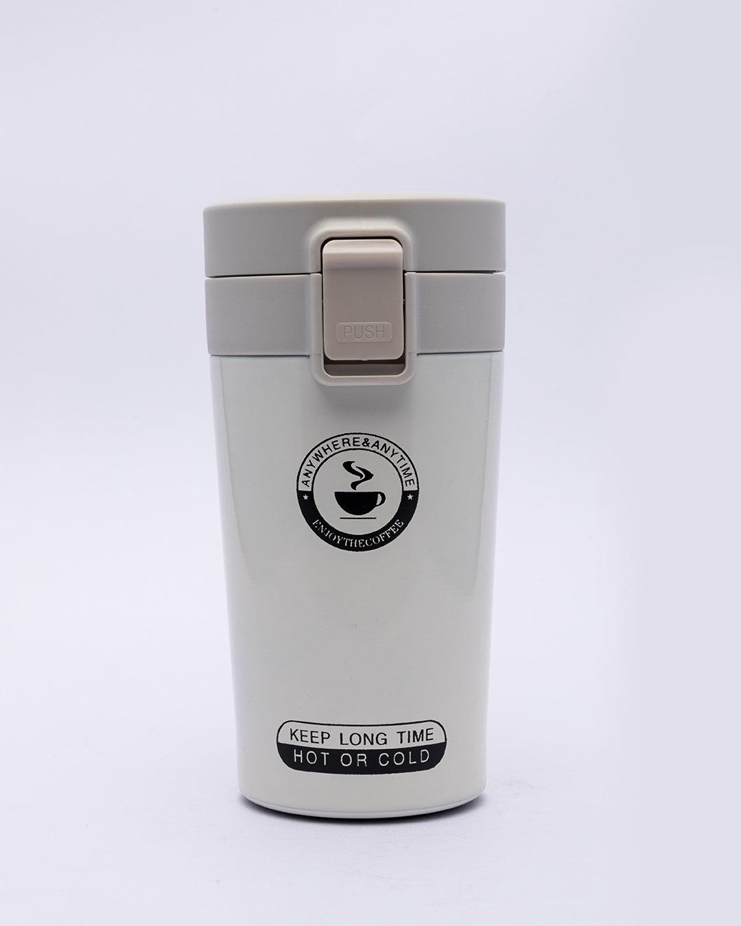 Mug, with Sipper Lid, Tea & Coffee Mug, Ivory, Stainless Steel, 330 mL - MARKET 99