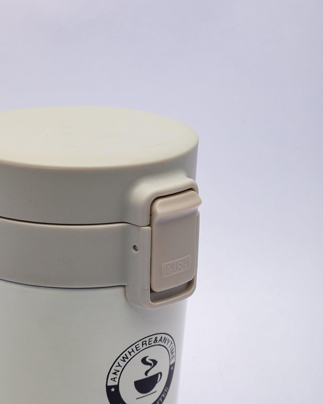 Mug, with Sipper Lid, Tea & Coffee Mug, Ivory, Stainless Steel, 330 mL - MARKET 99