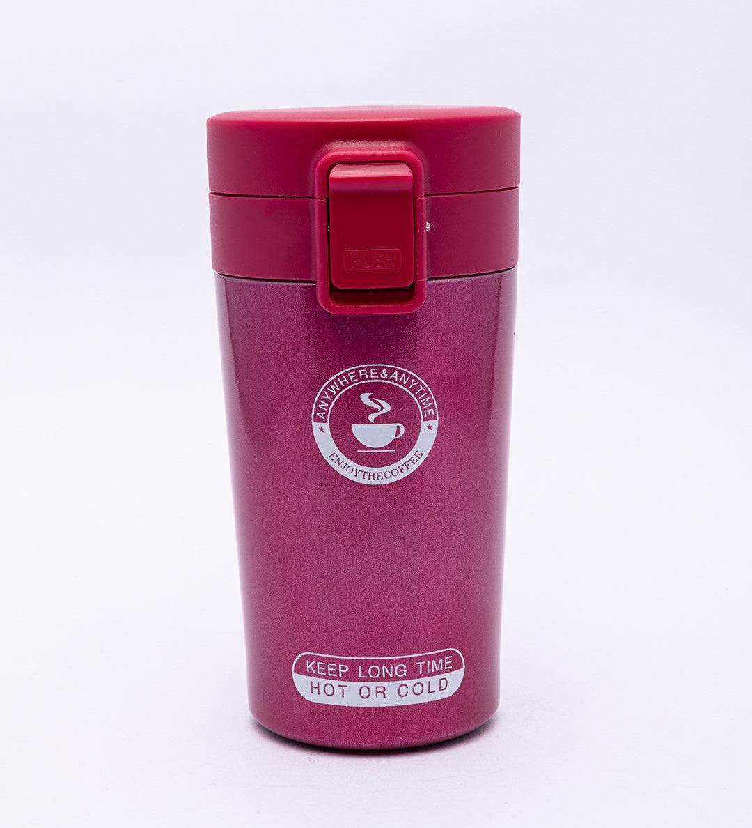 Mug, with Sipper Lid, Tea & Coffee Mug, Red, Stainless Steel, 330 mL - MARKET 99