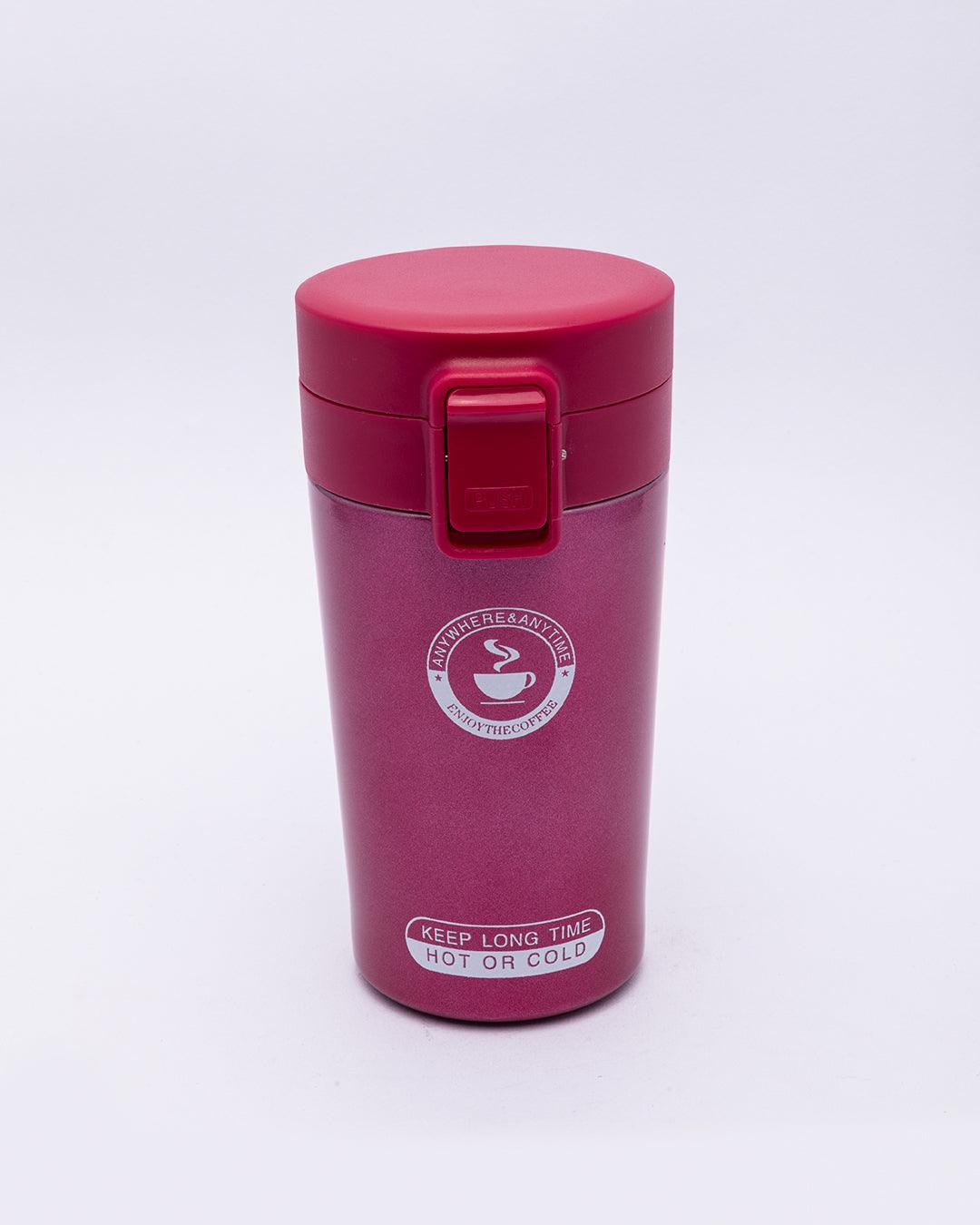 Mug, with Sipper Lid, Tea & Coffee Mug, Red, Stainless Steel, 330 mL - MARKET 99