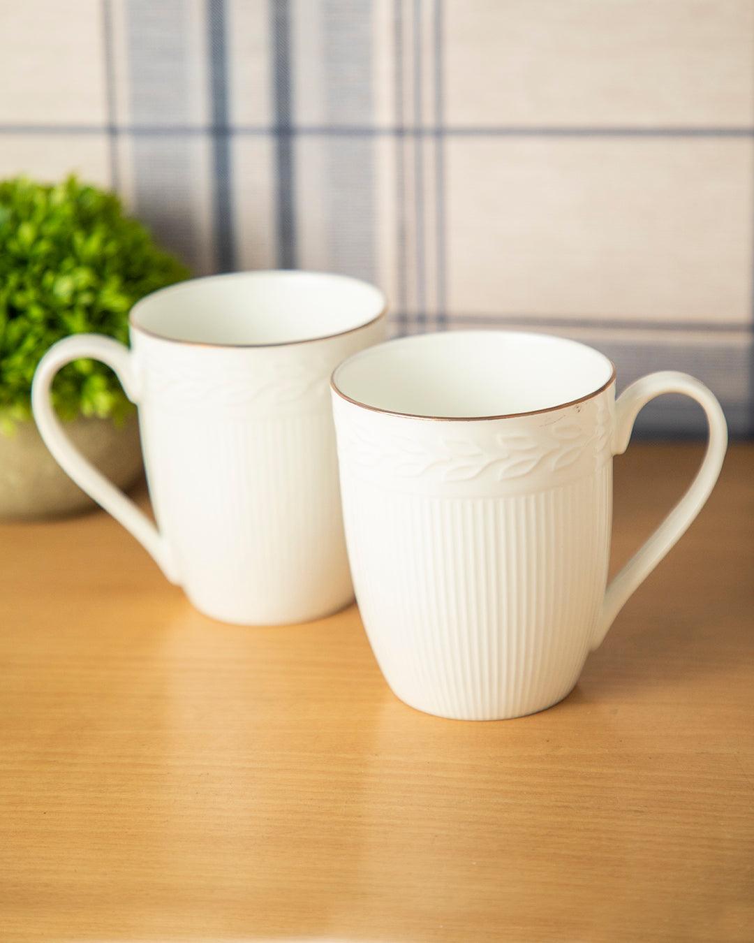 Mugs, White, Ceramic, Set of 2, 220 mL - MARKET 99