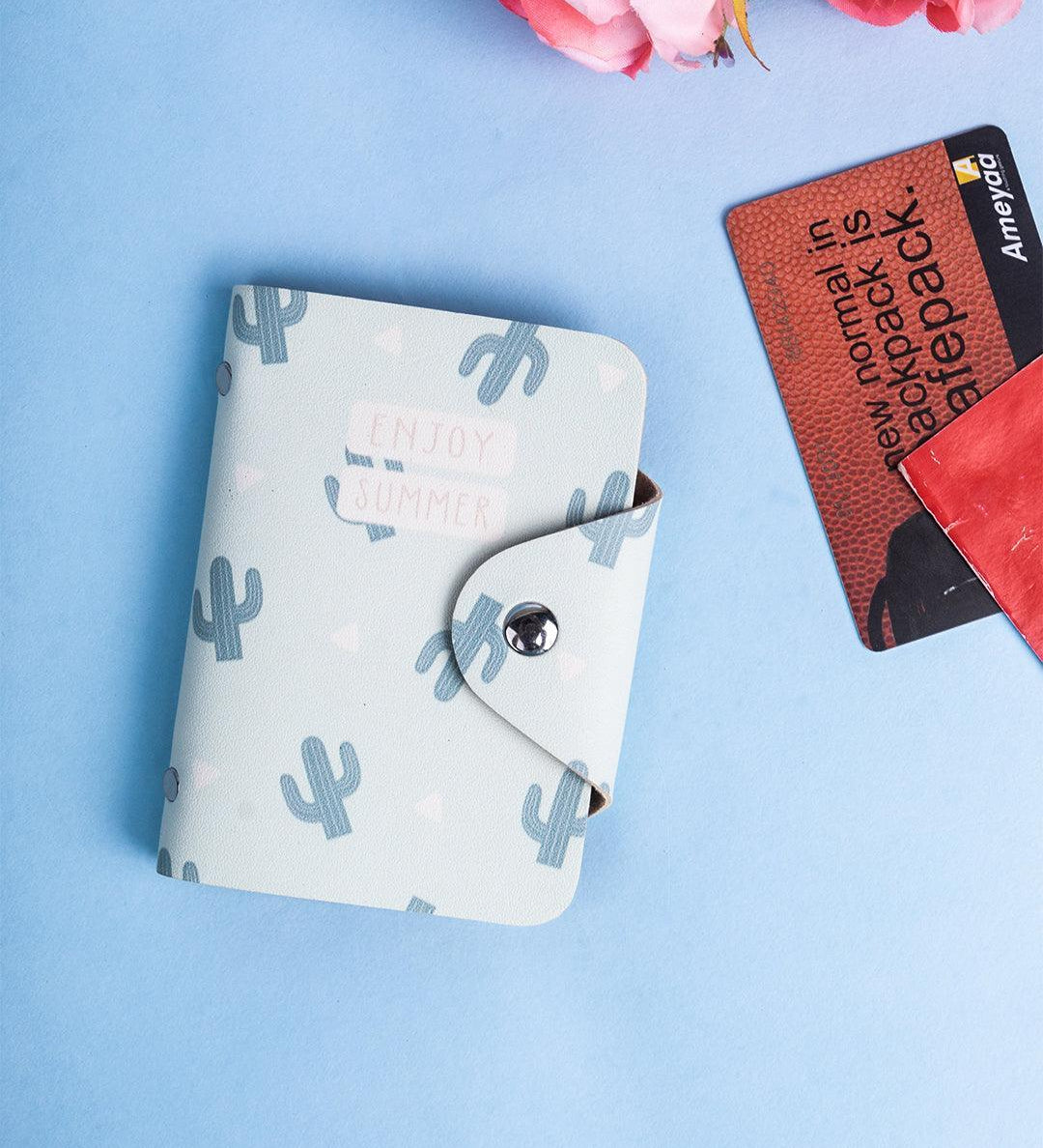 Multi Card Holder, Wallet, Printed, Cyan, PU Leather - MARKET 99