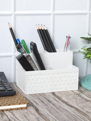 Multi-Purpose Desk Organizer with 4 Compartments - Off White