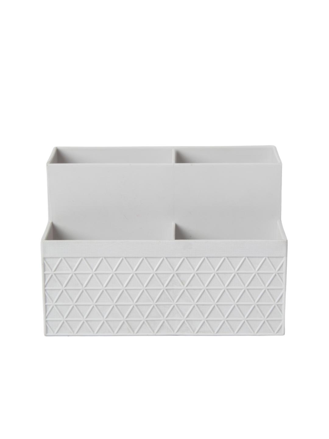 Multi-Purpose Desk Organizer with 4 Compartments - Off White