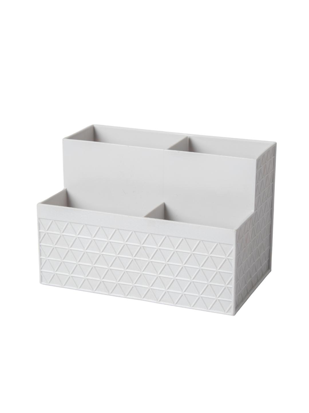 Multi-Purpose Desk Organizer with 4 Compartments - Off White