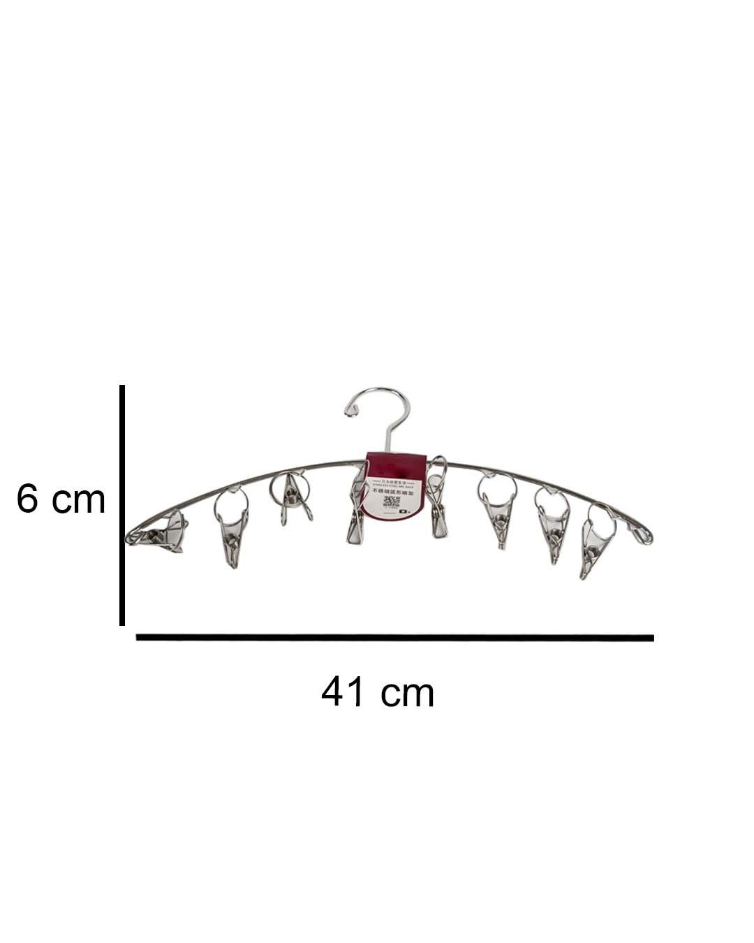 Multi-Purpose Hanger with 8 Clips, Silver, Iron - MARKET 99