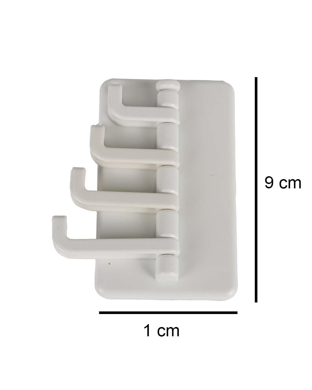 Multiple Hook Bar with 4 Knobs, White, Plastic - MARKET 99