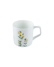 'Mustard' Drinkware Glossy Ceramic Coffee Mug ( White & Floral Plant, Set Of 6, 230 mL) - MARKET 99