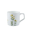 'Mustard' Drinkware Glossy Ceramic Coffee Mug ( White & Floral Plant, Set Of 6, 230 mL) - MARKET 99