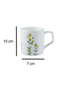 'Mustard'  Drinkware Glossy Ceramic Coffee Mug ( White & Floral Plant, Set Of 6, 230 mL)