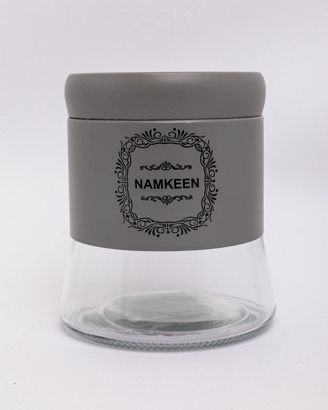 Namkeen Jar, Kitchen Storage, Airtight, Grey, Glass, 800 mL - MARKET 99