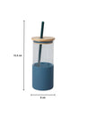 Navy Blue Borosilicate Glass Sipper With Straw - 350 Ml
